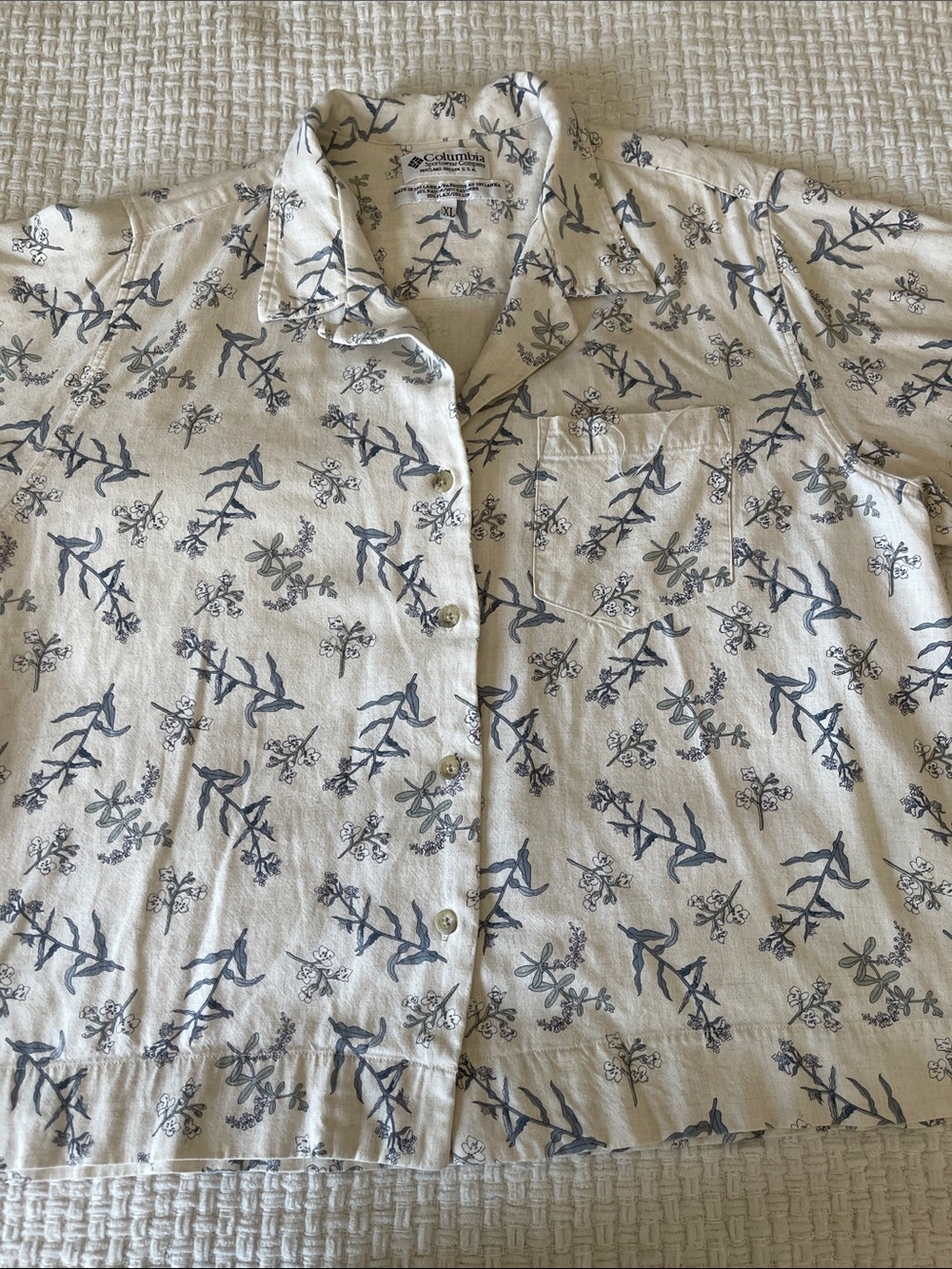 Columbia Cream Shirt with Blue Floral Print